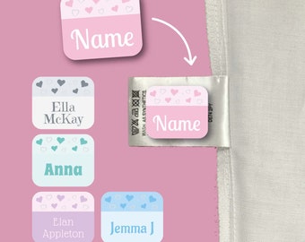 Stick On Pastel Clothing Name Labels | Kids Name Labels for Clothes | Stick On Clothing Labels | Waterproof School Name Stickers | Nursery