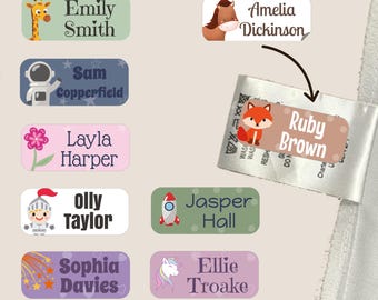 Personalised Stick On Labels for Clothes | Waterproof Kids School Uniform Stickers (30mm x 13mm)