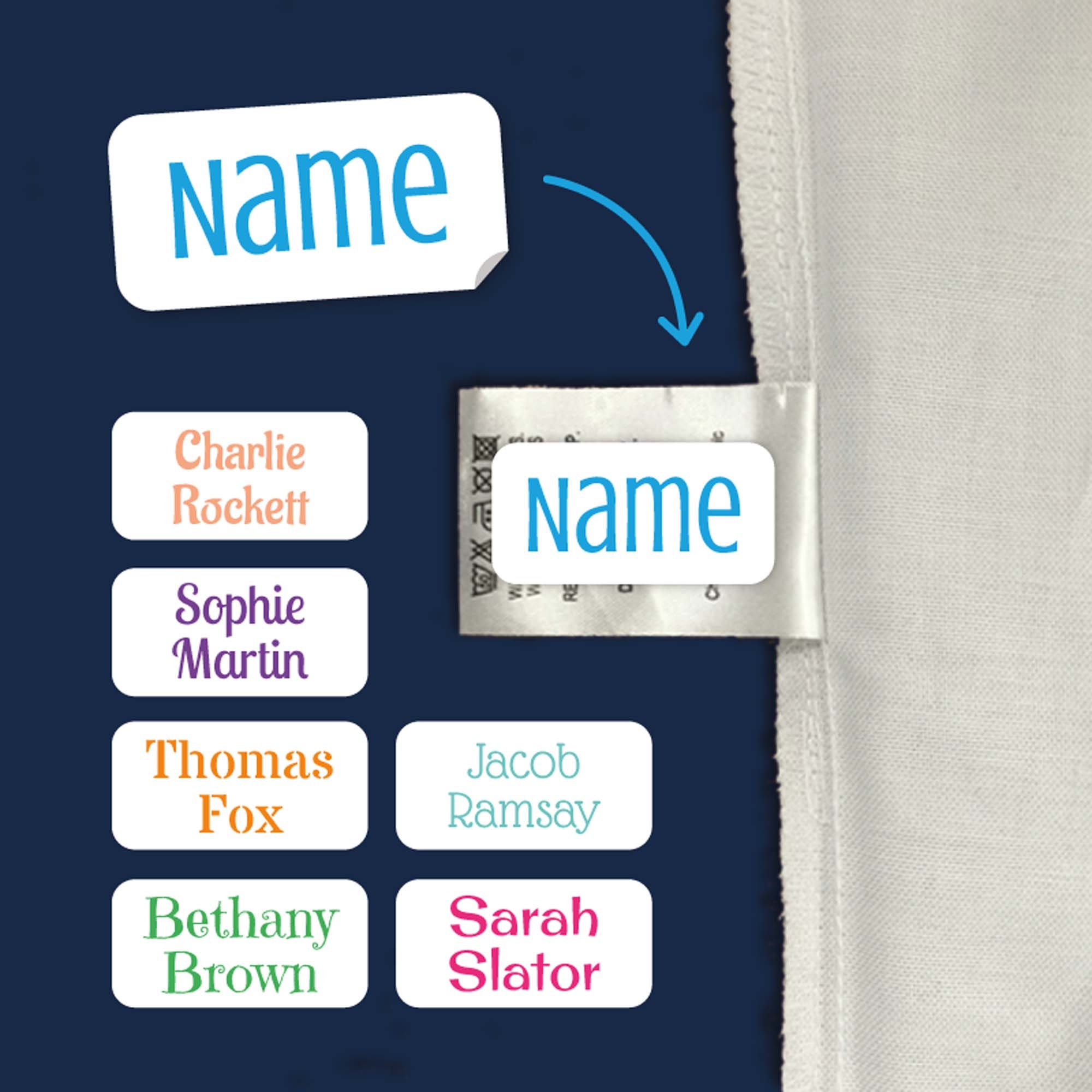 Iron on Name Tags, Iron on Name Tags for School Uniform, Clothing Name  Tags, Personalised Iron on Name Labels, Iron on Labels for Clothing 