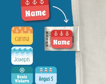 Nautical Stick-On Clothing Name Labels | Waterproof Kids School Name Stickers