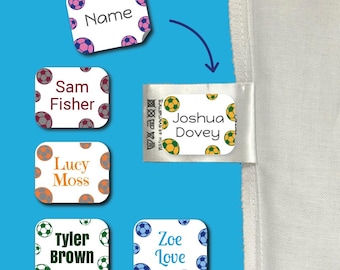 Personalised Football Stick On Clothing Labels | Waterproof Kids School Uniform Name Tags
