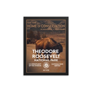Theodore Roosevelt National Park Poster (Framed) - WPA Style