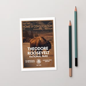 Theodore Roosevelt National Park Post Card - WPA Style