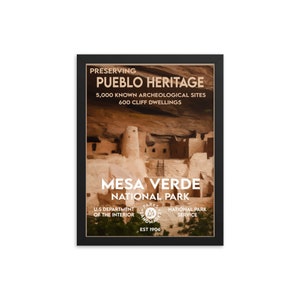 Mesa Verde National Park Poster (Framed) - WPA Style