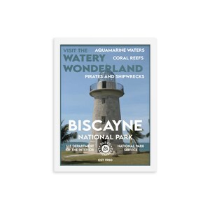 Affiche du parc national de Biscayne (encadrée) - Style WPA