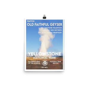 Yellowstone National Park Poster - Old Faithful - WPA Style