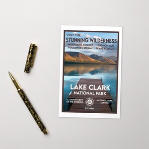 Carte postale du parc national du lac Clark - Style WPA