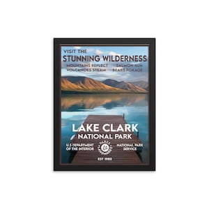 Affiche du parc national du lac Clark (encadrée) - Style WPA