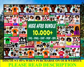 Oltre 10.000 enormi Afro Mega Bundle Svg, Afro Man, Afro Women Svg, Afro Kids Svg