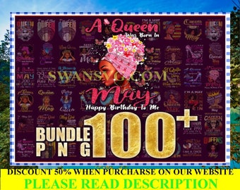 100 Una regina è nata a maggio PNG, Black Women PNG, Black Queen Bundle, Black Girl, May queen