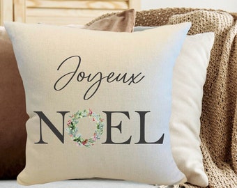 Noel Christmas Pillow Cover/Rustic Christmas Wreath Pillow/Noel with Wreath Pillow/Farmhouse Decor/Holiday Pillow/Joyeux Noel Pillow