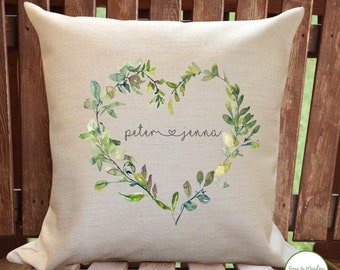 Custom Couple Pillow Cover/Personalized Wedding Gift/Couple Names Gift/Engagement Gift/Heart Pillow/Family Name Pillow/His and Hers Pillow