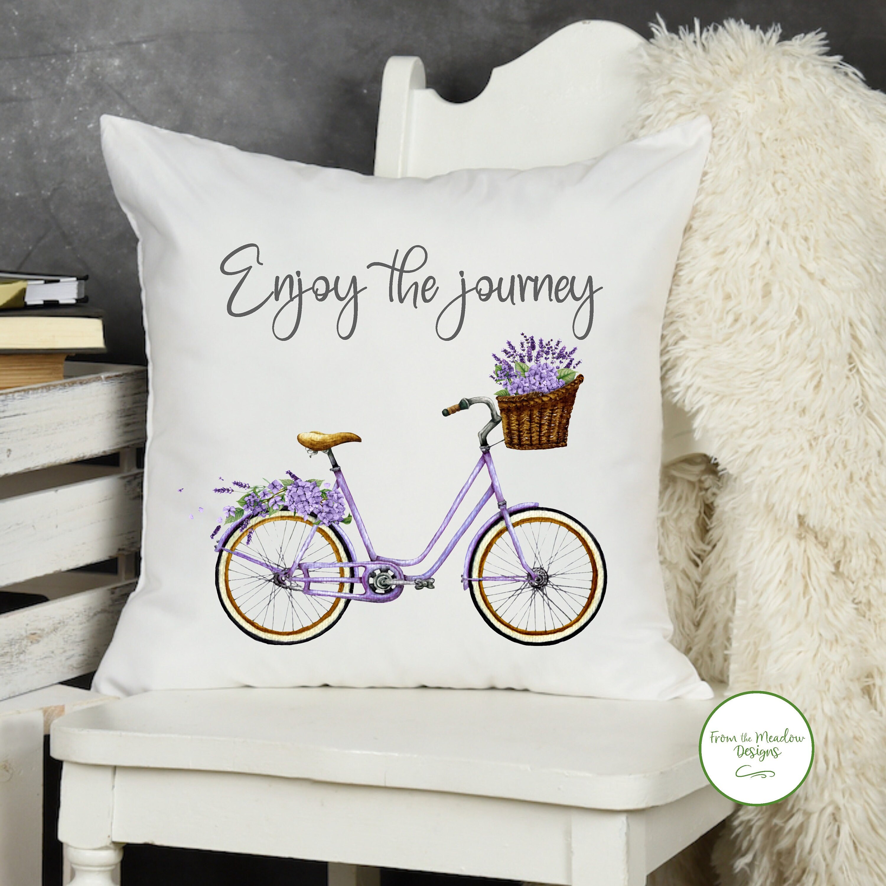 Purple Bike/vintage Bicycle Pillow Cover/bicycle Lover Etsy