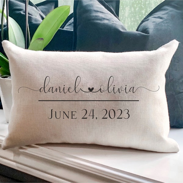 Custom Couple Pillow Cover/Personalized Wedding Gift/Couple Names/Baby Name/Stats/Engagement Gift/Wedding date Pillow/Farmhouse Style