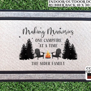 Personalized Camping Doormat - Camper RV Mat - Family Name Doormat - Weatherproof Doormat - Housewarming Gift - Welcome Mat - Campfire