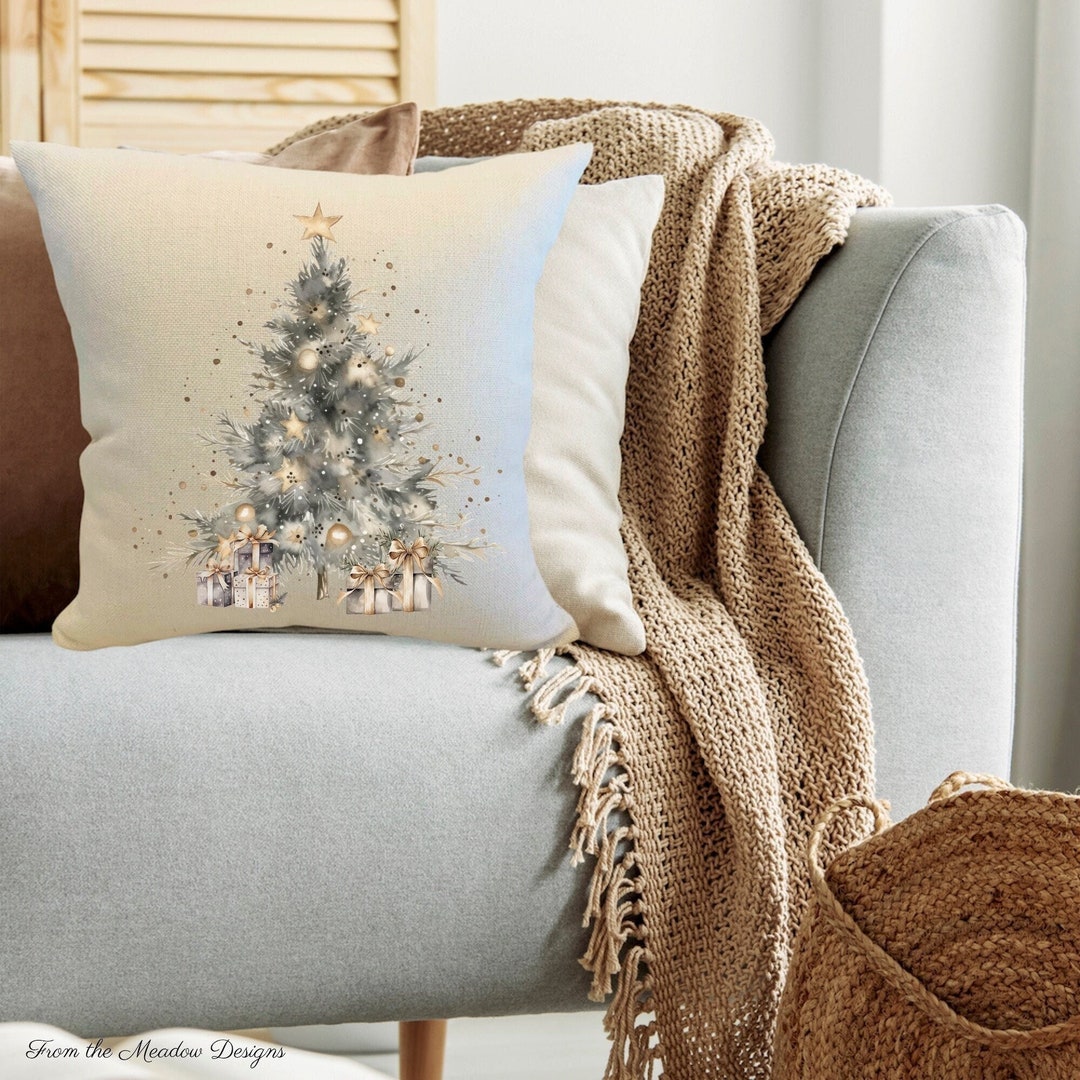 Gold Christmas Tree Pillow Cover/neutral Christmas Pillow/minimalist