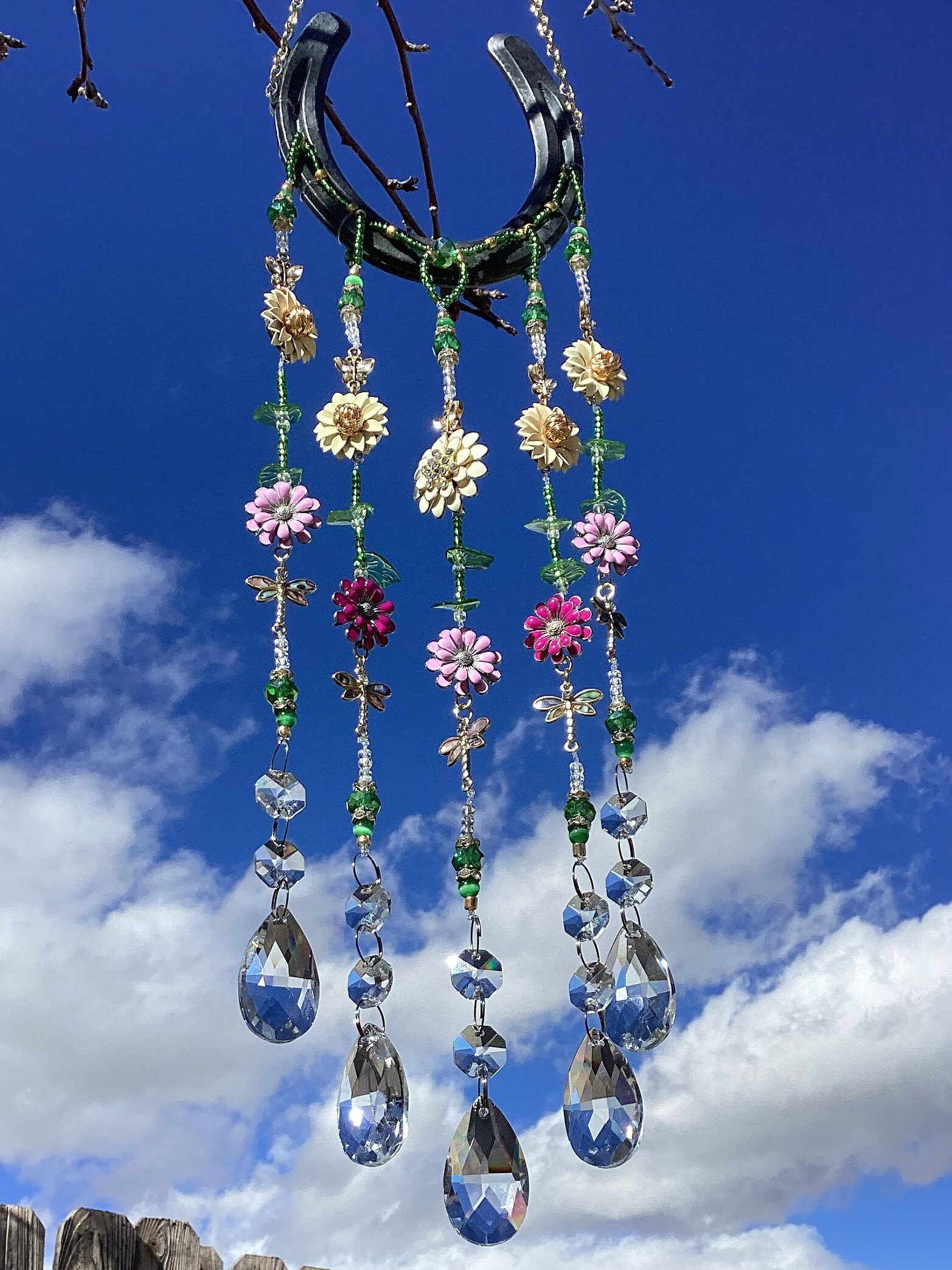 Horseshoe Suncatcher - Flower Garden - Etsy