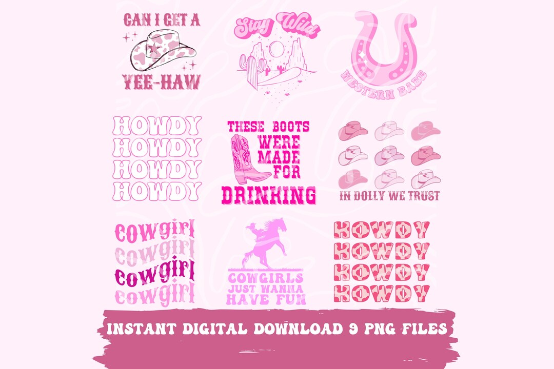 Pink Rodeo Sticker Pink Western Rodeo Bundle Digital PNG File Retro Western Trendy - Etsy