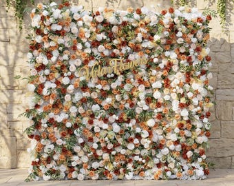 Valar Flowers Terracotta & Blush Rose Flower Wall Backdrop: Warm Rustic Bloom Display