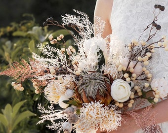 Boho/Vintage Artificial Wedding Centerpiece Bouquets | Elegant Faux Floral Arrangement for Home Decor, Wedding&Event Backdrop (Without Vase)