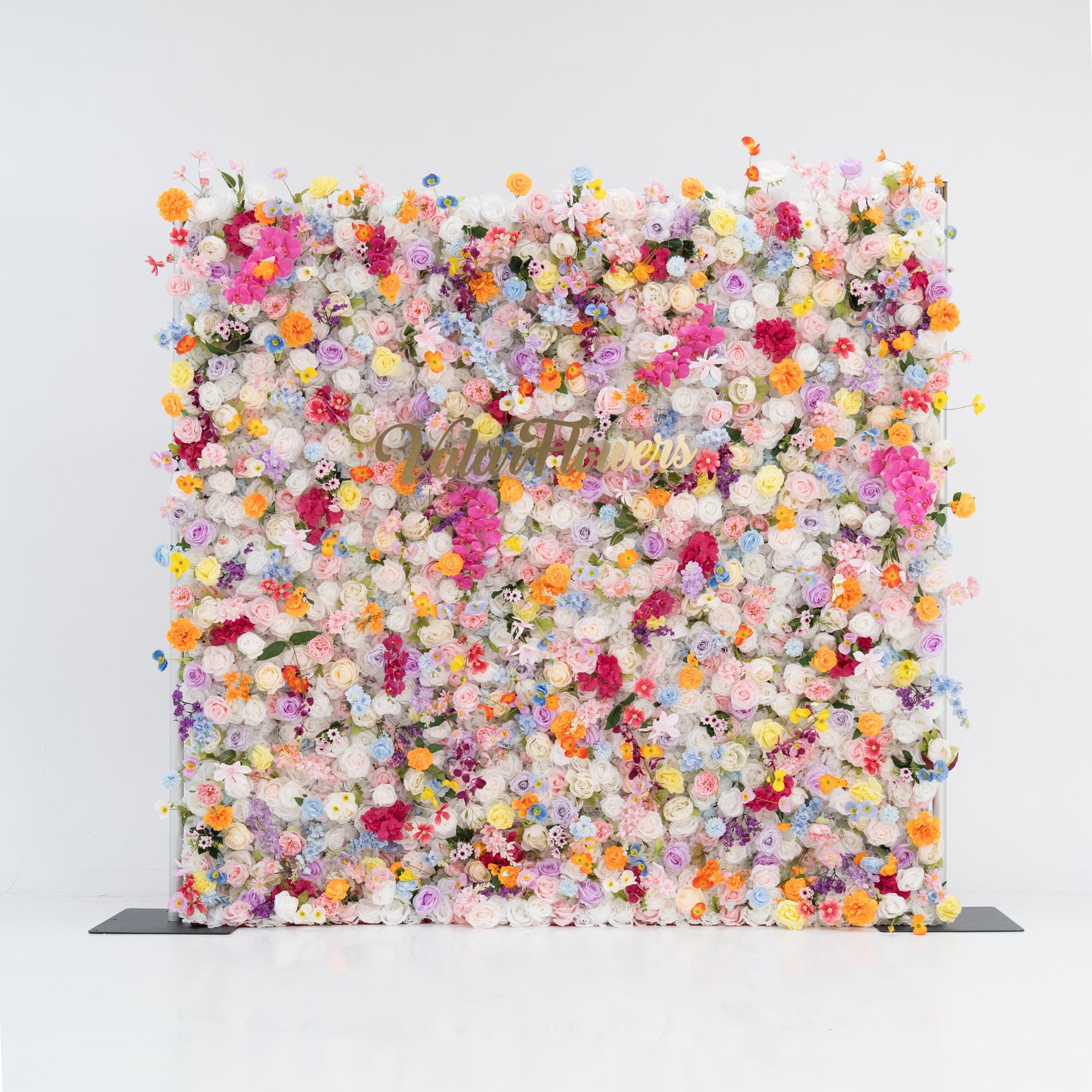 Vibrant Multicolored Artificial Floral Backdrop by ValarFlowers for All - Occasion Splendor, Event Photography, DIY Photo Booth Decoration