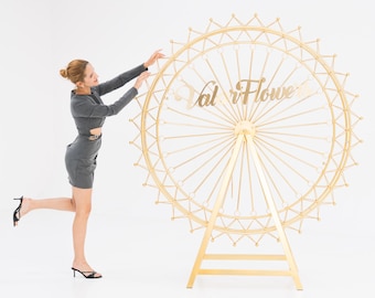 6.7 ft Extra Stable Carnival Circus Ferris Wheel Large Base Rotatable Metal Arch Decor for Disney Style Wedding Backdrop &Party Prop