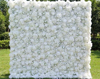 USA ONLY - White Spring Garden Rose Flower Wall – Roll Up Fabric Wedding Backdrop