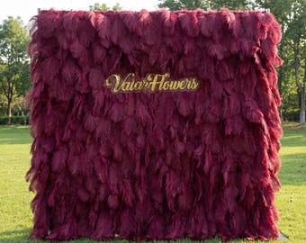 Burgundy Artificial Feather Backdrop: Luxe Event Display, Custom Options