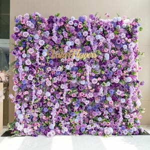 Sfondo per matrimonio con fiori artificiali in tessuto arrotolabile color lavanda e viola, decorazione floreale per feste, fotografia di eventi, decorazione per photo booth