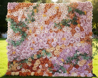 Roll Up Flower Wall, Blush Pink, Coral, Eucalyptus Leaves
