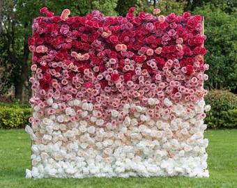 Red and White Rose Flower Wall: Fabric Wedding & Party Backdrop