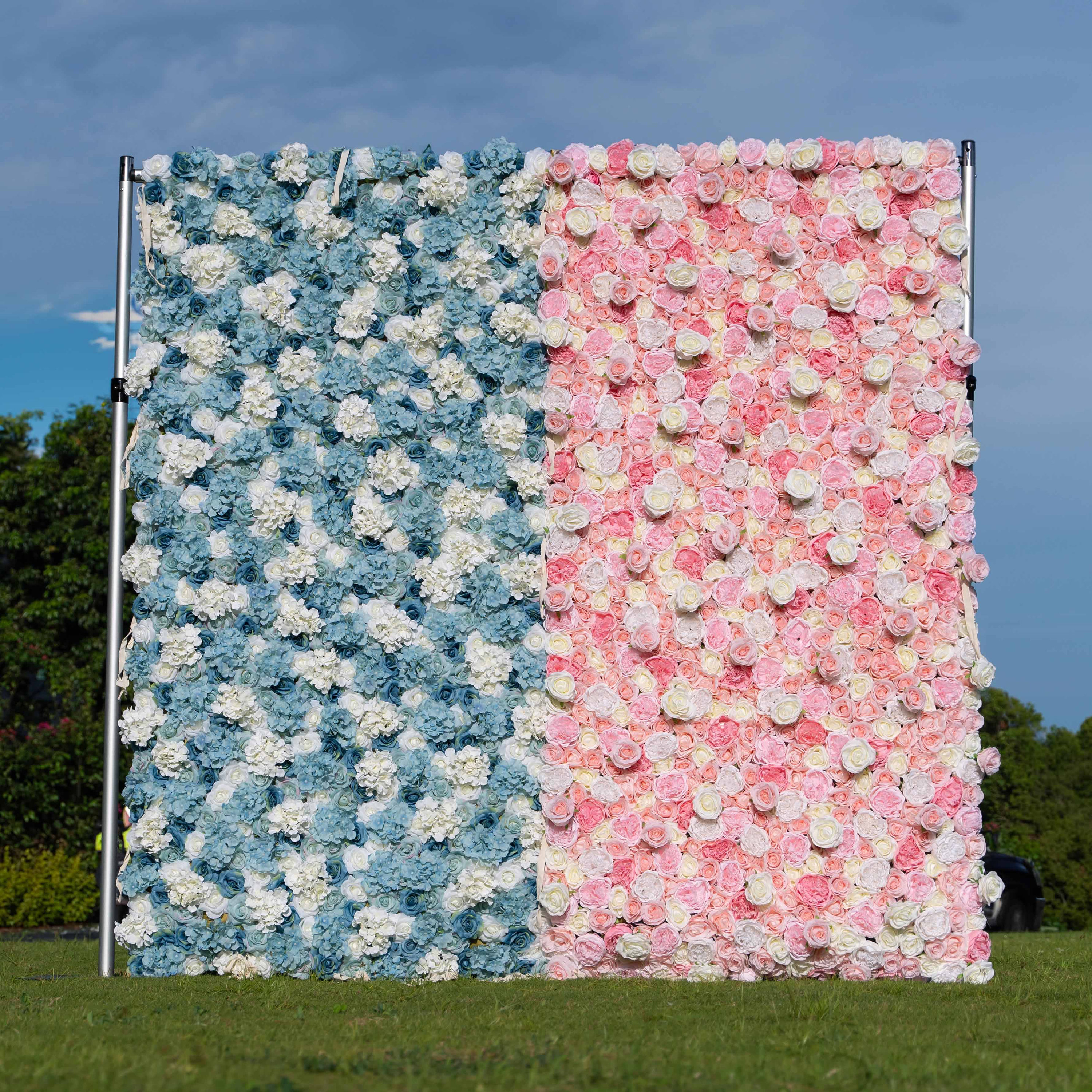 Blue & Pink Flower Wall Backdrop – Gender Reveal, Baby Shower - Etsy