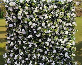 White & Green Artificial Flower Wall – Wedding Event Decor