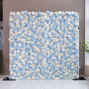 Artificial Floral Wall Backdrop: Serene Azure Dreams- Blues and Whites Floral Wall, Unique Event Decor, Engagement Photo Ideas, Rental Ideas