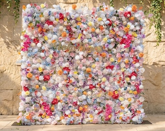 USA ONLY - 5D Multicolored Pastel Artificial Flower Wall – Event Photography Backdrop