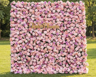 Blush Lavender Ombre Rose Flower Wall Backdrop, Pastel Floral Statement Decor