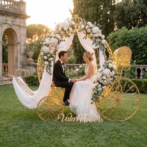 Life-Size Luxury Cinderella Style Metal Pumpkin Carriage – Event & Photo Wedding Display Prop
