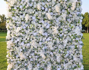 USA ONLY - White Artificial Flower Wall: Wedding Photo Booth Backdrop - 8x8 ft