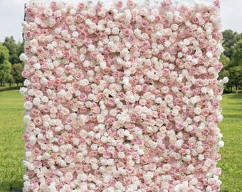 Delightful and Enchanting Blush Pink - Toned Artificial Flower Backdrop: A Blossoming Marvel for Your Events