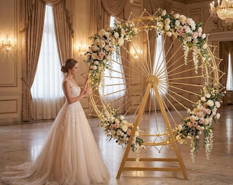 6.7 ft Metal Ferris Wheel Arch: Wedding Backdrop, Party Prop