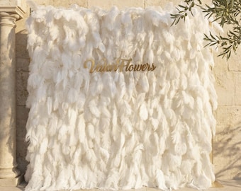 White Artificial Feather Wall Backdrop for Weddings and Photo Booths