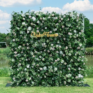ValarFlowers 3D Flowers Green Lush and Deluxe Floral Wall | Premium Artificial Roses Display for Events & Weddings Backdrop and Photography