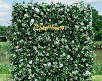 Deluxe Floral Wall | Green & White Rose Backdrop for Events