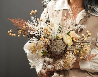 White Botanical Artificial Floral Centerpiece, Faux Wedding Table Flowers VB-208A