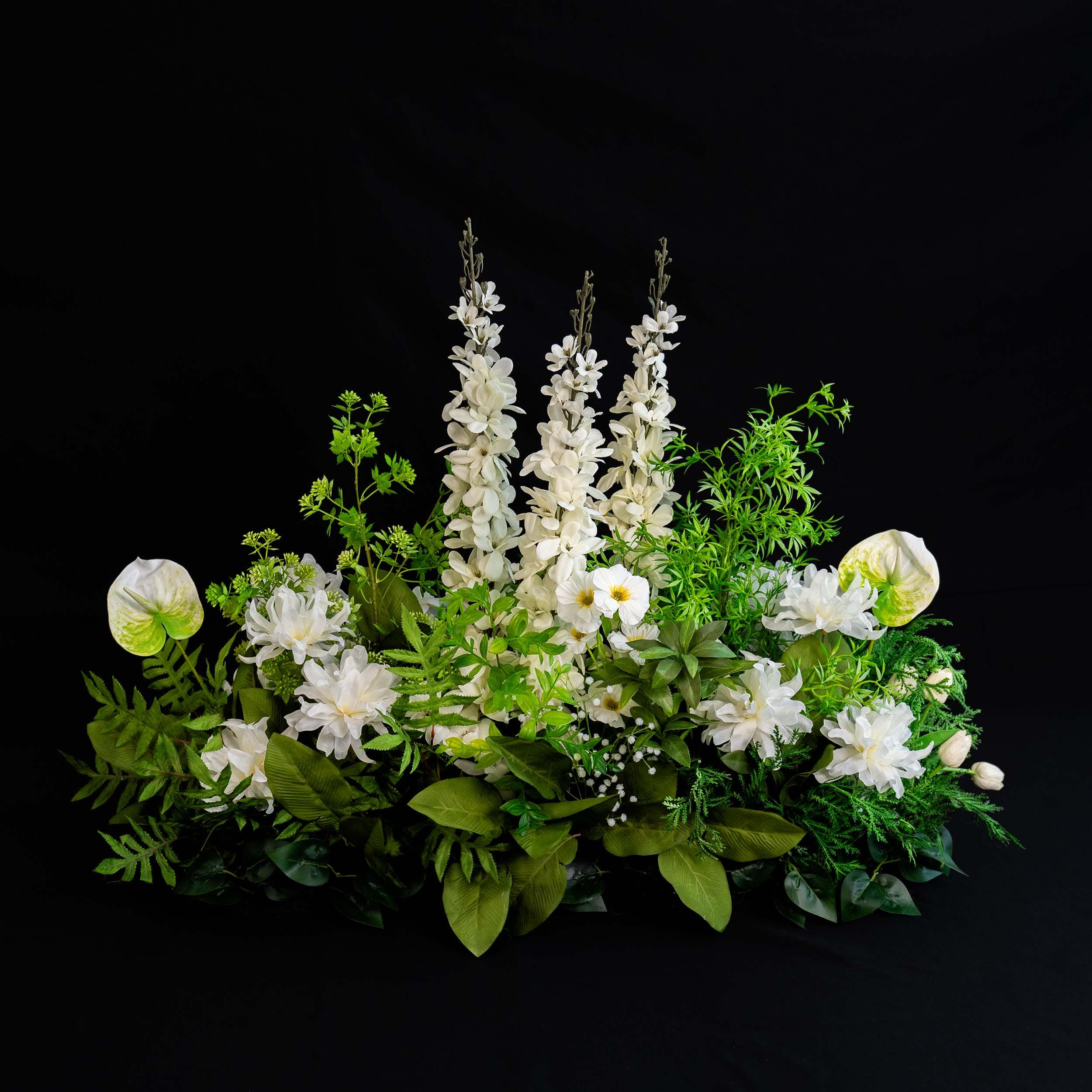 White Flower Pathway Decor. Elevate your wedding venue with high - quality, pure - white, symbolic silk flower arrangements