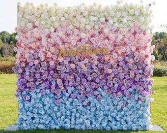 ValarFlowers Ombre Rainbow Artificial Flower Backdrop: A Breathtaking Floral Masterpiece for Events-VF-828-2