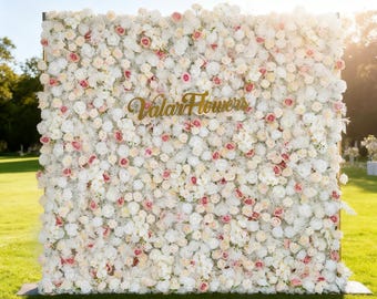 Pink & White Artificial Flower Backdrop – Wedding Photo Booth Decor