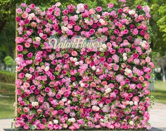 Pink & Red Rose Flower Wall Backdrop – Lush Silk Floral Display