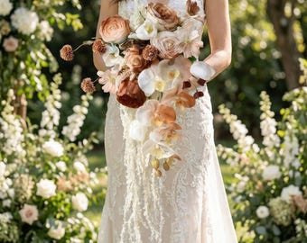 Artificial Cascading Flower Arrangement - Silk Wedding Bouquet