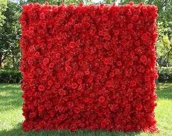 Red Rose 3D Artificial Flower Wall – Wedding Event Backdrop